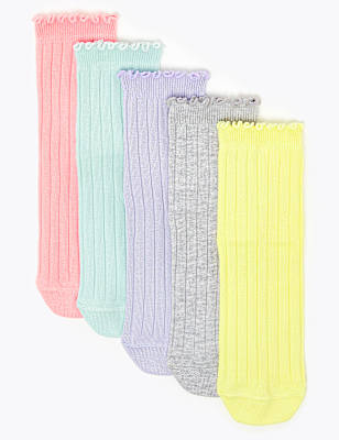 5 Pack of Cotton Ribbed Socks