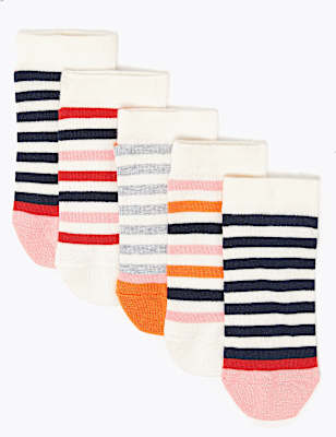 5 Pack of Striped Trainer Liner Socks