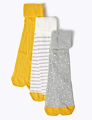 3 Pack Cotton Rich Printed Tights (0-2 Yrs)