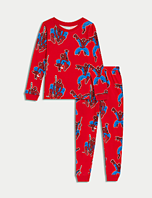 Cotton Blend Spider-Man&trade; Thermal Pyjamas (2-12 Yrs)