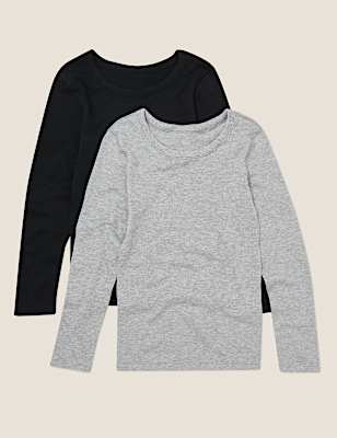2pk Thermal Cotton Long Sleeve Vests (6-16 Yrs)