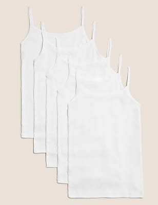 5pk Pure Cotton Camisoles (2-16 Yrs)