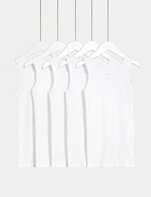5pk Pure Cotton Bow Vests (2-14 Yrs)