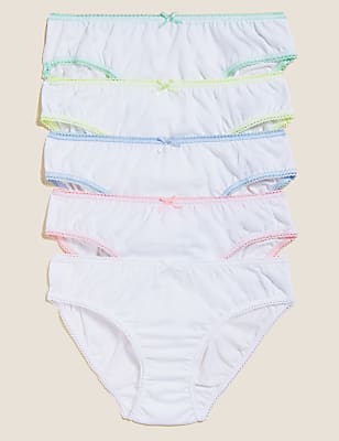 5P Plain Bikinis White (6-16 Yrs)