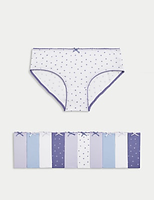 10pk Cotton with Stretch Star Knickers (2-14 Yrs)