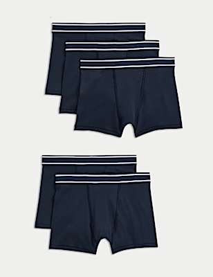 5 Pack Cotton with Stretch Trunks (5-16 Yrs)