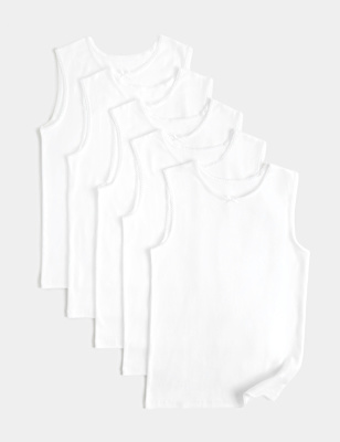 5 Pack Pure Cotton Bow Vests (2-14 Yrs)