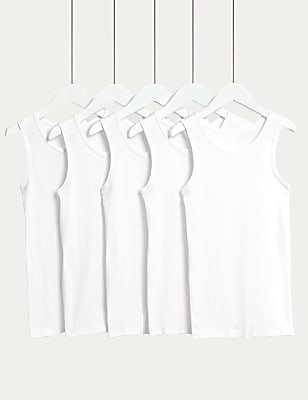 5pk Pure Cotton Vests (2-14 Yrs)