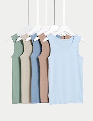 5pk Pure Cotton Vests (2-14 Yrs)