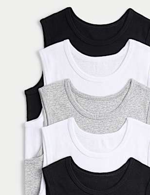5 Pack Pure Cotton Vests (2-14 Yrs)