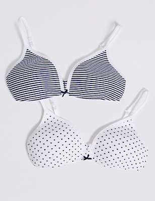 2 Pack Heart Print Bras
