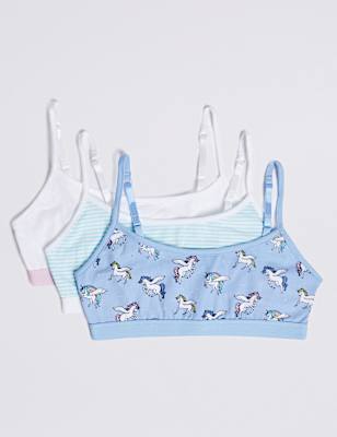3 Pack Cotton with Stretch Unicorn Cropped Tops