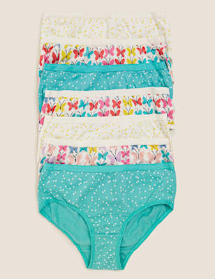 7pk Pure Cotton Patterned Knickers (2-16 Yrs)