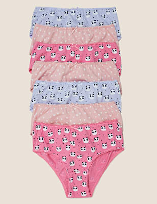 7pk Pure Cotton Panda & Heart Knickers (2-16 Yrs)