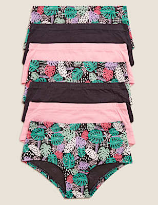 7pk Cotton Leaf Print Shorts (2-16 Yrs)