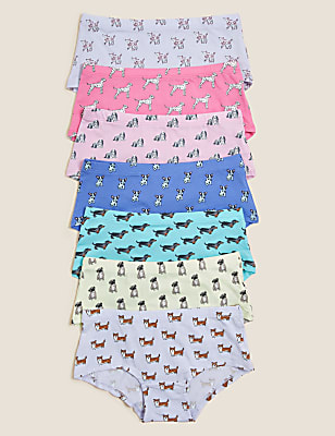 7pk Cotton Rich Dog Print Shorts