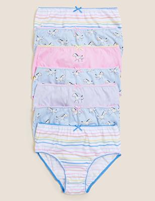 7pk Pure Cotton Zebra & Striped Knickers (2-16 Yrs)