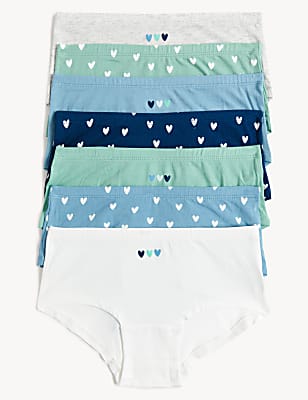 7pk Cotton with Stretch Heart Print Shorts