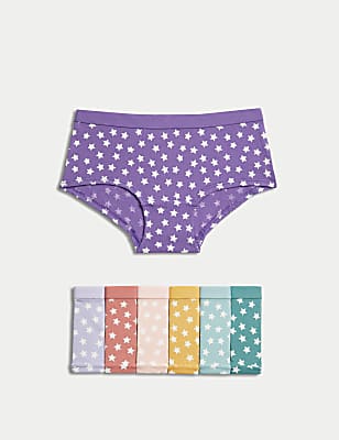7pk Cotton Rich Stars Shorts (5-16 Yrs)