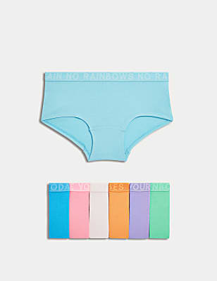 7pk Cotton with Stretch Slogan Shorts (5–16 Yrs)