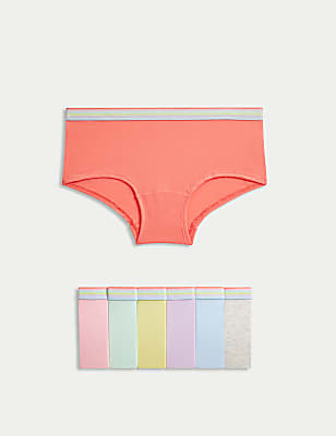 7pk Cotton with Stretch Rainbow Waistband Shorts (5-16 Yrs)