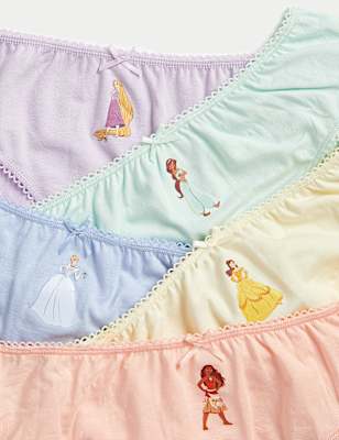 5pk Cotton with Stretch Disney Princess™ Knickers (2-10 Yrs)