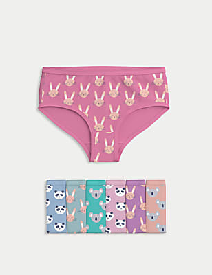 7pk Cotton with Stretch Animal Knickers (2-12 Yrs)