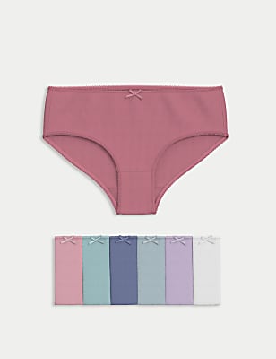 7pk Cotton with Stretch Ribbed Knickers (2-12 Yrs)