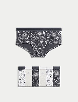 7pk Cotton with Stretch Cosmic Knicker Shorts (5-16 Yrs)