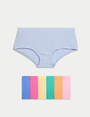 7pk Cotton Rich Ribbed Shorts (5-16 Yrs)