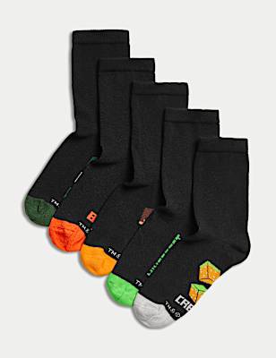 5pk Cotton Rich Minecraft™ School Socks