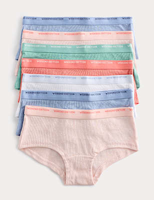 7 Pack Cotton Rich Ribbed Knicker Shorts (5-16 Yrs)