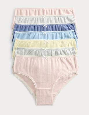 7 Pack Cotton with Stretch Pointelle Knickers (18 Mths-14 Yrs)