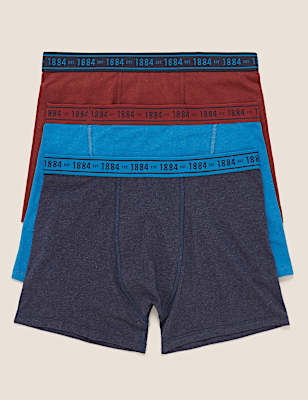 3pk Cotton with Lycra&reg; Plain Trunks