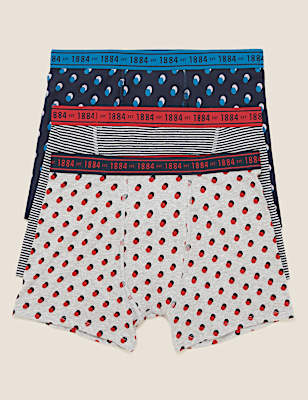 3pk Cotton with Lycra® Patterned Trunks