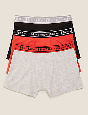 3pk Cotton Rich Plain Trunks (6-16 Yrs)