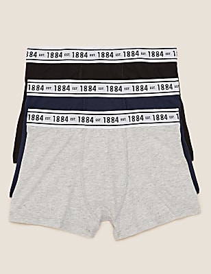 3pk Cotton With Stretch Plain Trunks