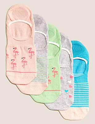 5pk Cotton Flamingo Trainer Liners