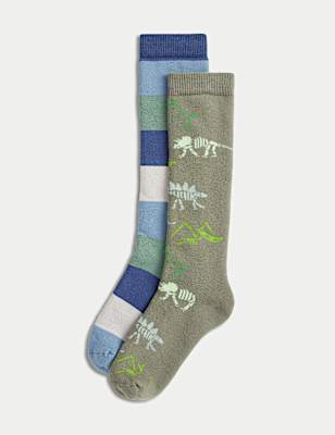 2pk Cotton Rich Dino Welly Socks (6 Small - 3.5 Large)