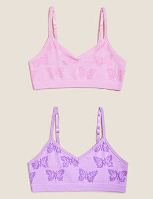 2pk Seamfree Butterfly Crop Tops (9-16 Yrs)