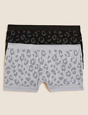 2pk Seamfree Leopard Shorts (9-16 Yrs)