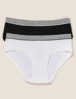 2pk Ribbed Knickers (6-16 Yrs)