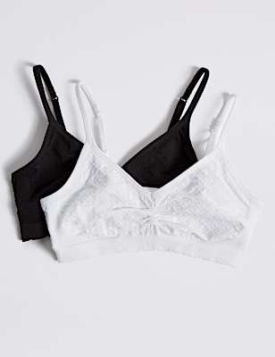 2 Pack Jacquard Spot Seamfree Cropped Tops (9-16 Yrs)