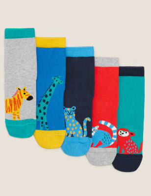 5pk Cotton Rich Animal Socks