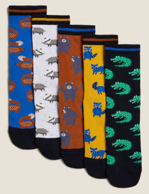 5pk Cotton Rich Animal Socks