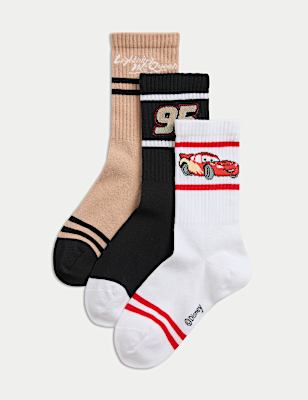 3pk Cotton Rich Pixar™ Cars Socks (6 Small-7 Large)