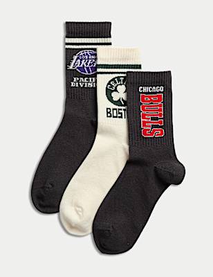 3pk Cotton Rich NBA™ Sports Socks (6 Small - 10.5 Large)