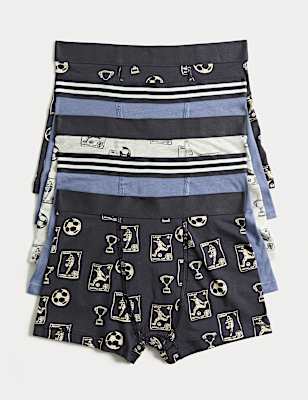 5 Pack Cotton Rich Football Trunks (5-16 Yrs)