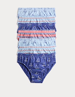 7 Pack Pure Cotton Boats & Striped Briefs (18 Mths-14 Yrs)