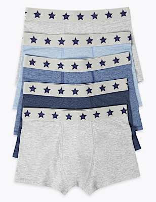 5 Pack Cotton with Stretch Marl Trunks (2-16 Yrs)